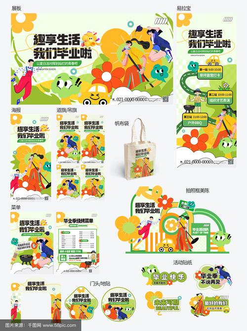 贴,门头,拍照框,易拉宝,展架,指引牌,手举牌,未来可期,扁平,活动物料
